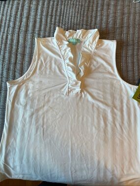 Ruffled V-Neck White Sleeveless Camisole